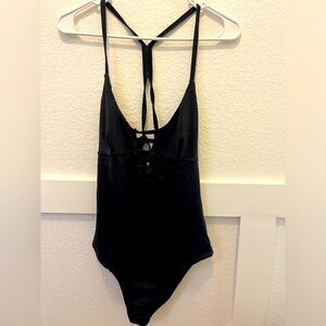 Black Strappy One-Piece Swimsuit